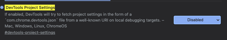screenshot of chrome devtools settings